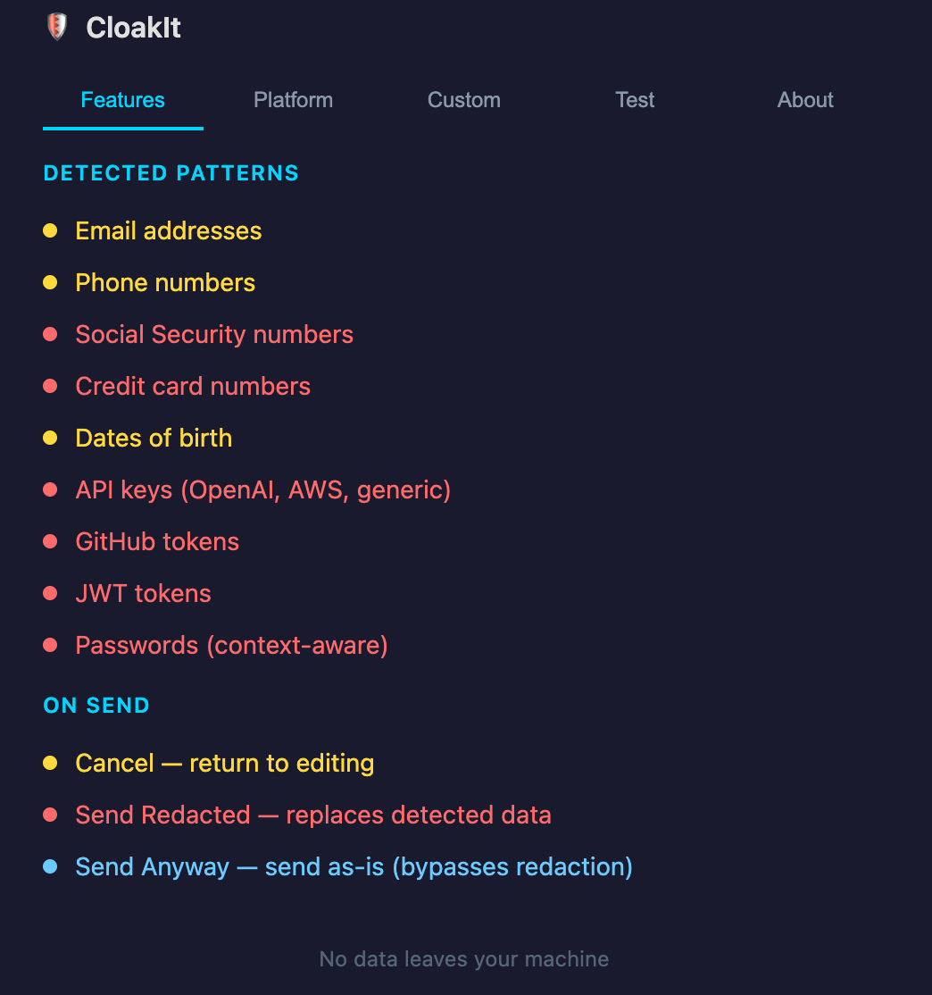 Features tab