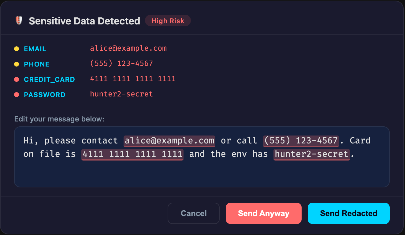 Detection modal